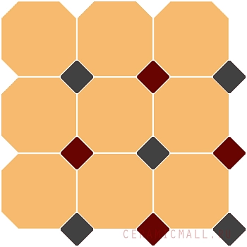 Настенная Octagon New Octagon Ochre Yellow 21/Black 14+Brick Red 20 Dots 30x30